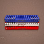 Leather Wranglers Tools Trays in blue, white and red
